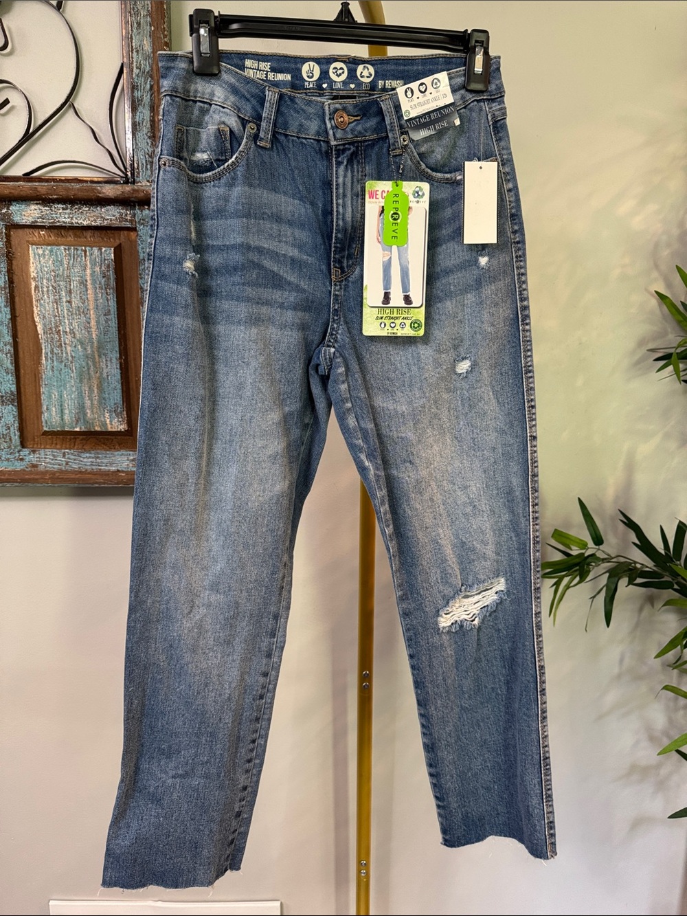 Rewash high rise Distressed slim Straight-Leg ankle Jeans NWT 3